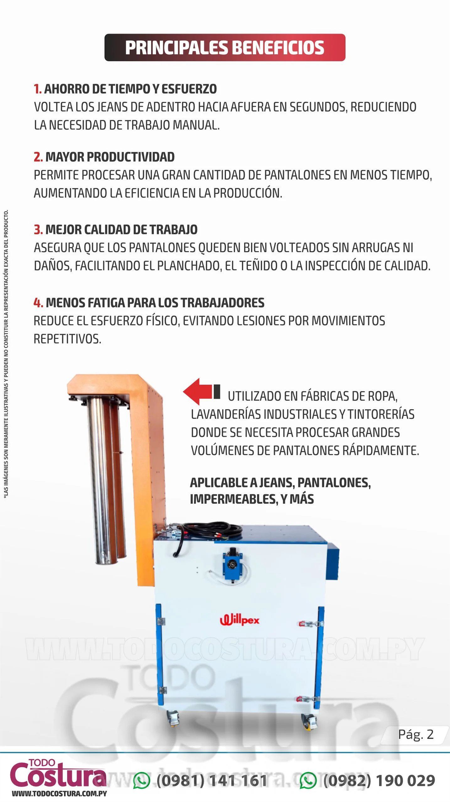 MAQUINA VOLTEADOR VERTICAL DE JEANS WILLPEX KQF002
